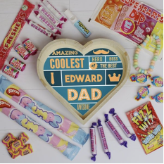 Hampers and Gifts to the UK - Send the Personalised Best Dad Large Sweet Heart Tray